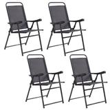 Patiojoy Folding Sling Chair Patio Furniture Set of 4 Armchairs Dark Grey
