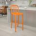 BizChair Commercial Grade 30 High Orange Metal Indoor-Outdoor Barstool with Vertical Slat Back