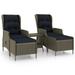 Suzicca 3 Piece Patio Set with Cushions Poly Rattan Brown