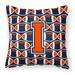 Letter I Football Orange Blue and white Fabric Decorative Pillow