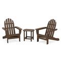 POLYWOOD Classic Adirondack 3-Piece Set with South Beach 18 Side Table in Mahogany