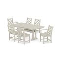 POLYWOOD Chippendale 7-Piece Farmhouse Trestle Dining Set in Sand