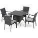 Noble House Campbell 5 Piece Wicker Patio Dining Set in Gray