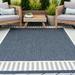 4x6 Water Resistant Indoor Outdoor Rugs for Patios Front Door Entry Entryway Deck Porch Balcony | Outside Area Rug for Patio | Navy Striped Border | Size: 4 x 5 3