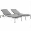 Modern Contemporary Urban Design Outdoor Patio Balcony Three PCS Chaise Lounge Chair Grey Gray Aluminum