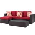 Lounge Sectional Sofa and Table Set Rattan Wicker Dark Brown Red Modern Contemporary Urban Design Outdoor Patio Balcony Cafe Bistro Garden Furniture Hotel Hospitality