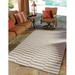 Unique Loom Striped Indoor/Outdoor Striped Rug Taupe/Ivory 7 1 x 10 Rectangle Geometric Contemporary Perfect For Patio Deck Garage Entryway