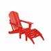 WestinTrends Malibu Outdoor Lounge Chair 2-Pieces Adirondack Chair Set with Ottoman All Weather Poly Lumber Patio Lawn Folding Chairs for Outside Pool Garden Backyard Beach Red