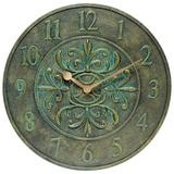 Infinity Instruments Blanc Fleur Aged Bronze Outdoor 15-inch Analog Wall Clock