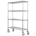 24 Deep x 72 Wide x 80 High 4 Tier Stainless Steel Wire Mobile Shelving Unit with 1200 lb Capacity