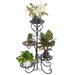4 Tier Rounded Flower Metal Shelves Plant Pot Stand Flower Pot Display Shelf Decoration for Indoor Outdoor Garden Black