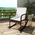 walmeck Outdoor Rocking Chair Brown Poly Rattan