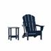 WestinTrends Malibu 2-Pieces Adirondack Chair Set with Side Table All Weather Outdoor Seating Plastic Patio Lawn Chair Folding for Outside Porch Deck Backyard Navy Blue