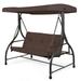 Topbuy 3 Person Porch Swing Hammock Bench Chair Outdoor with Canopy Brown