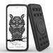 INFUZE Qi Wireless Portable Charger for Google Pixel 5a External Battery (12000 mAh 18W Power Delivery USB-C/USB-A Quick Charge 3.0 Ports Suction Cups) with Touchless Tool - Abstract Owl