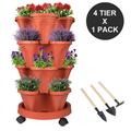 4 Tier Stackable Planter Vertical Garden Planter Indoor/Outdoor Herb Planter for Growing Strawberry Vegetables and Succulents