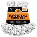 Xpose Safety Bungee Ball Cords â€“ 9â€� 100 Pack â€“ Heavy Duty White Stretch Rope with Ball Ties for Canopies Tarps Walls Cable Organization