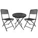 YMHML 3-Piece Metal Folding Outdoor Patio Bistro Set Stainless Steel Furniture Set with Folding Patio Round Table and Chairs for Yard Garden or Balcony