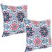 Sunnydaze Polyester Indoor/Outdoor Decorative Throw Pillow - Set of 2 - Red and Blue Floral