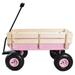 Gzxs Outdoor Wagon Carrier Trolley All Terrain Pulling Utility Wagon Cart 178lbs Load with Wood Railing Air Tire Pink