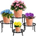 4 Pack Metal Plant Stands for Flower Pot Heavy Duty Potted Holder Indoor Outdoor Metal Rustproof Iron Garden Container Round Supports Rack for Planter