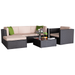 Lacoo 6 Pieces Patio Indoor PE Rattan Furniture Outdoor Sectional Set Sofa Outdoor Furniture Green 300 lbs