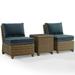 Afuera Living 3-Piece Wicker / Rattan & Fabric Outdoor Chair Set in Navy/Brown