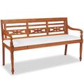 vidaXL Solid Teak Wood Batavia Bench Outdoor Garden Loung Seating 47.2 /59.1