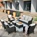 Ovios High-Back Patio Furniture 7 Pieces Outdoor Conversation Set Wicker Rattan Sectional Sofa for Backyard