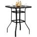 Yayle Outdoor Patio Round Squire Dining Table With Metal Finish