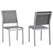 Pemberly Row Modern Aluminum Patio Dining Side Chair in Silver (Set of 2)
