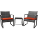 Abigail 3-Piece Beautifully Designed Rattan Outdoor Patio Furniture Set -2 Chairs With Solid Glass Coffee Table - Orange