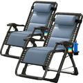 ABORON 2 Pack Ice Silk Zero Gravity Chair Zero Gravity Lounge Chair with Headrest Cup Holder Reclining Patio Folding Lawn Chair Support 440 LBS