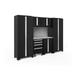 NewAge Products Bold Series Black 7 Piece Cabinet Set Heavy Duty 24-Gauge Steel Garage Storage System Slatwall Included