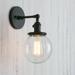 Permo Vintage Industrial Wall Sconce Lighting Fixture with Mini 5.9 Round Clear Glass Globe Hand Blown Shade (Black)