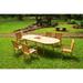 Grade-A Teak Dining Set: 6 Seater 7 Pc: 118 Double Extension Oval Table And 6 Wave Stacking Arm Chairs Outdoor Patio WholesaleTeak #WMDSWV11