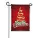 America Forever Merry Christmas Garden Flag 12.5 x 18 Inch Double Sided Premium Outdoor Yard Decorations Winter Holiday Snowflakes Red Golden Christmas Tree Flag