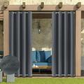 SHANNA Patio Outdoor Curtain Waterproof Blackout Drape for Beach Garden Gazebo Solid Color Window Curtain Privacy Divider Home Balcony Decor W52 x L94 in 1 Panel Dark Gray