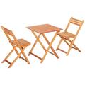 Outsunny 3 Piece Folding Patio Bistro Set Wooden Outdoor Chairs and Table Set Garden Dining Furniture for Poolside Balcony Teak