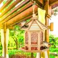 SPRING PARK Wild Bird Feeder Hanging for Garden Yard Outside Decoration Hexagon Shaped with Roof