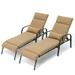 Pellebant Set of 2 Outdoor Chaise Lounge Metal Patio Adjustable Recliner Chairs Tan