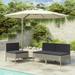 Andoer Garden Chairs 3 pcs with Cushions Poly Rattan Gray