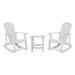 Flash Furniture Savannah 3-Piece Poly Resin Rocking Patio Chair and Side Table Set White