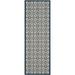 SAFAVIEH Courtyard Adam Geometric Indoor/Outdoor Runner Rug Beige/Navy 2 3 x 6 7