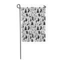 SIDONKU Winter Deer and Pine Trees in Doodle Incomplete Artistic Black White Garden Flag Decorative Flag House Banner 12x18 inch