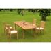 Grade-A Teak Dining Set: 4 Seater 5 Pc: 94 Double Extension Rectangle Table And 4 Mas Stacking Arm Chairs Outdoor Patio WholesaleTeak #WMDSMS20
