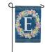 America Forever Spring Monogram Garden Flag Letter E 12.5 x 18 inches Double Sided Vertical Outdoor Yard Lawn Beautiful Flowers Floral Wreath Summer Flower Garden Flag
