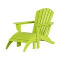 WestinTrends Dylan Lounge Chairs for Outside 2 Pieces Seashell Adirondack Chair with Ottoman Set All Weather Poly Lumber Outdoor Patio Chairs Furniture Set Lime Green