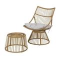 Jabe Wicker Outdoor Chair and Side Table Set with Cushion Light Brown and Beige