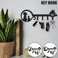 Yous Auto Wall Key Holder with 4 Hooks for Decoration Wall-mounted Keys Stand Punching Installation Key Hanger Hook Keep Neat Iron Key Holder for Entryway Front Door Garage